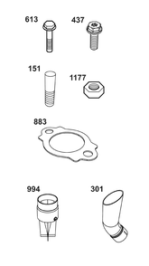 Model 54-61 Engine Accessories Catalog / Spark Arrester/Deflector Diagram and Parts List for 54E177-0011-J1  Briggs and Stratton Engine